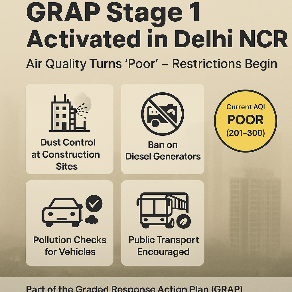 Delhi Air Quality Deteriorates – GRAP Stage 1 Kicks In: 8th June 2025
Pollution Control Measures Begin As ‘Poor’ AQI Triggers Action