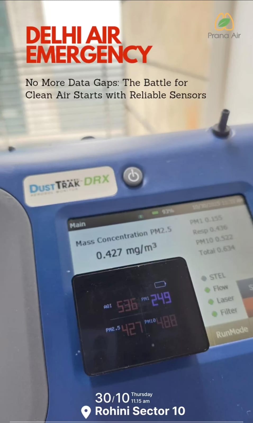 PM 2.5 Readings from TSI Dusstrak and Prana Air Pocket PM 2.5 Monitpr