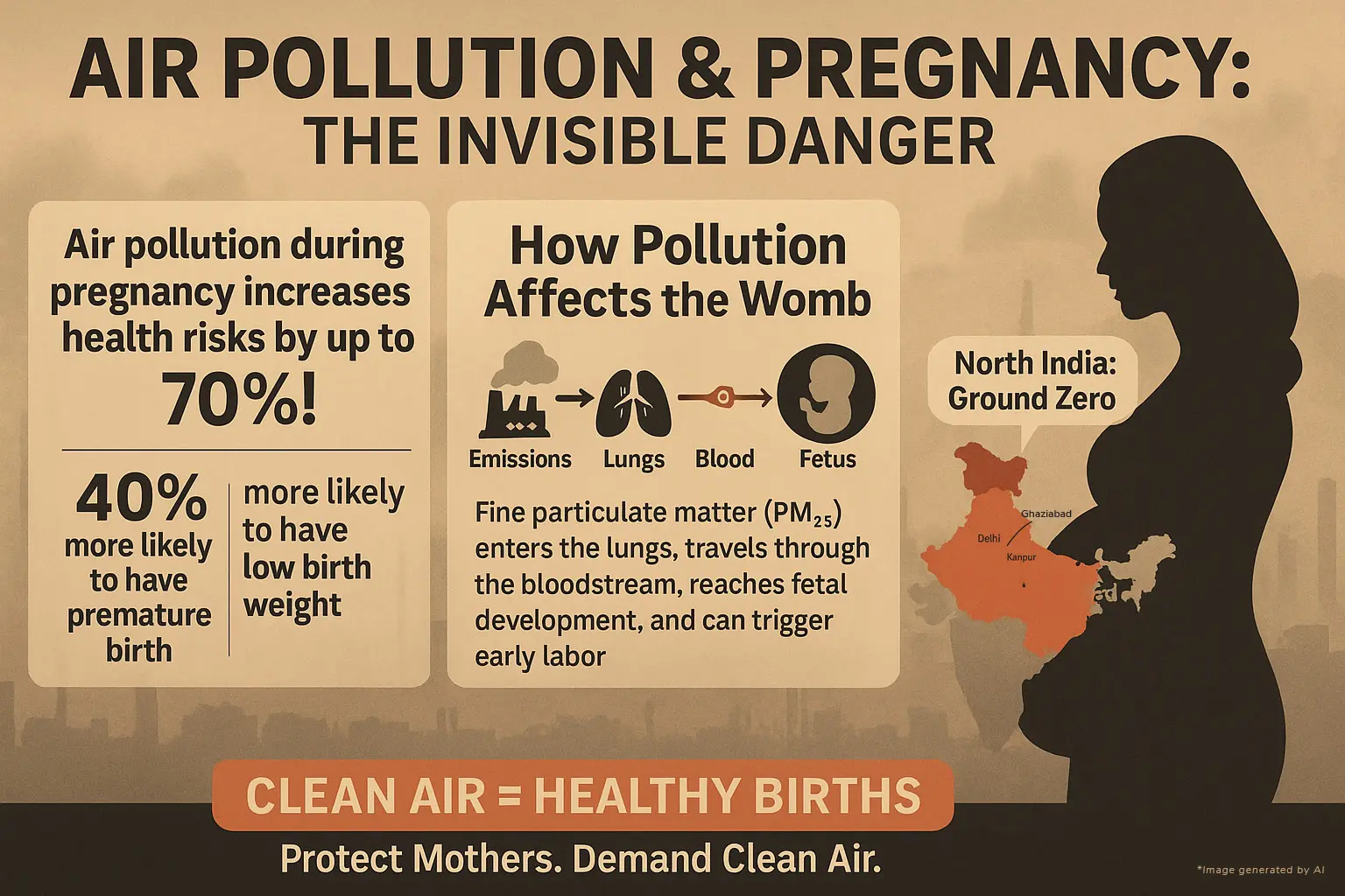 Air Pollution Is Not Just Choking Cities — It's Silently Harming Pregnant Women and Unborn Babies Across Northern India